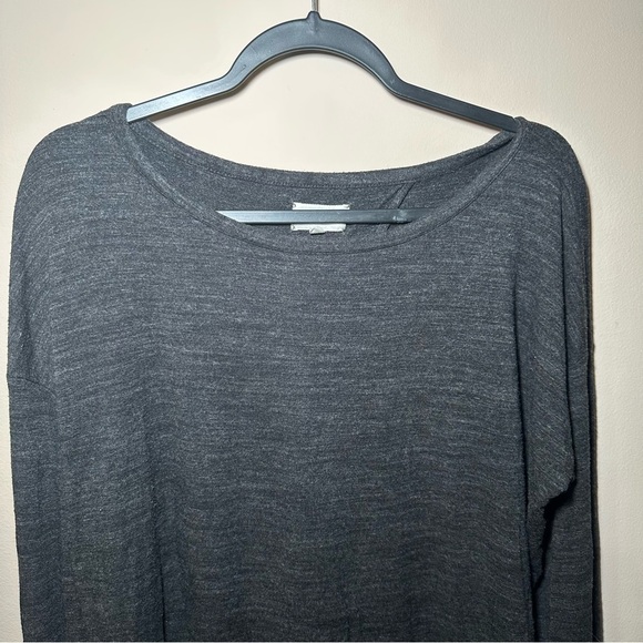 Lou & Grey Signaturesoft Charcoal Knit Open Back Long Sleeve Top Size Large - Picture 3 of 16
